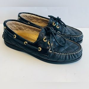 Sperry- Top Siders Black and Gold Quilted Genuine Leather